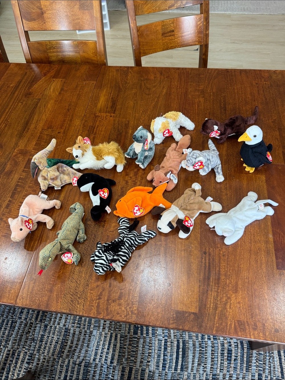 Lot of 15 Beanie Babies. All but 1 has the original Ty Heart Tag still attached